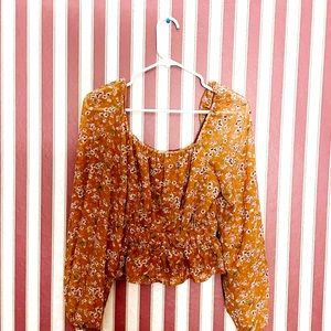 Lush blouse, romantic feminine, almond color